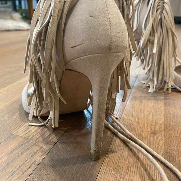 Zara Faux Suede Fringe Heels - Picture 6 of 6